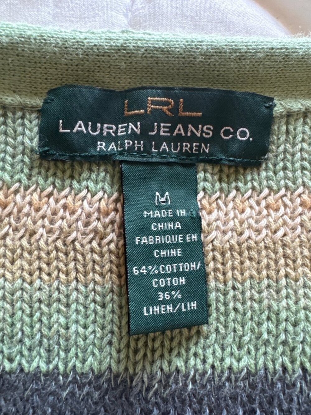 Lauren Ralph Lauren Aztec Sweater Size M Boho Southwestern Linen Cotton READ - Picture 4 of 11